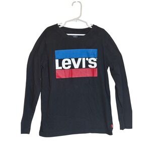Levi's Kids Black Long Sleeve T-Shirt Top Blue Red Graphic Tee S by dimensions‎